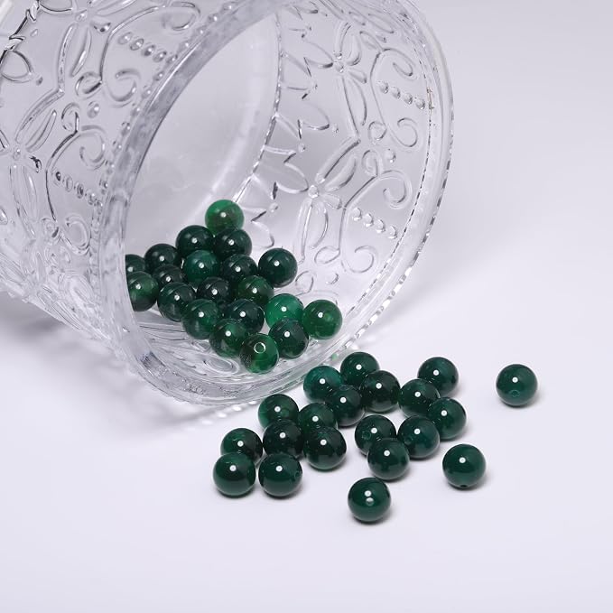 45pcs Round Loose Green Agate Beads - Image 3