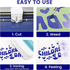 Glitter HTV Heat Transfer Vinyl, Royal Blue 12pcs 12" x 10" Iron-on Vinyl | - Image 3