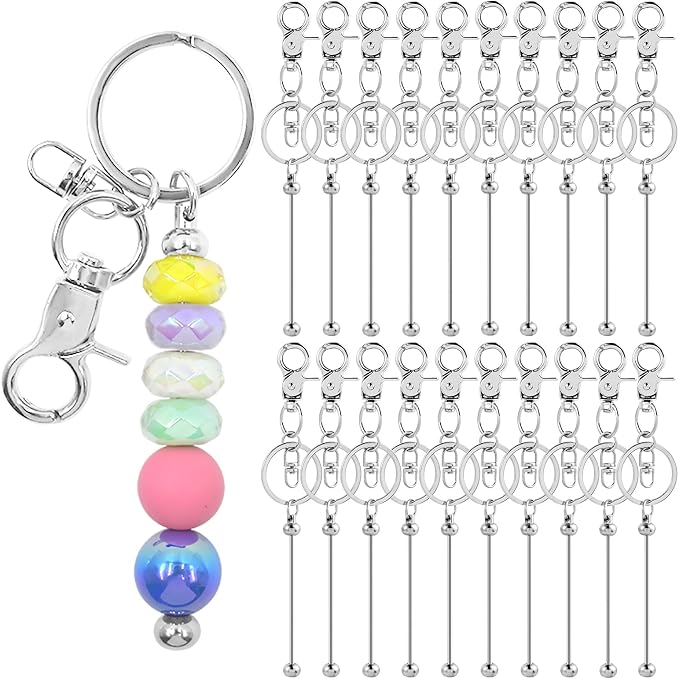 40 Pcs Beadable Keychains Bulk Kit – DIY Keychain Making Supplies by DNLEGULI