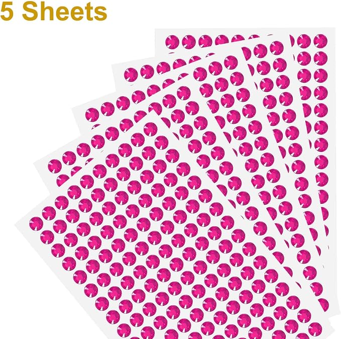 HARFINGTON 5 Sheet/800pcs Rhinestone Adhesive Stickers Self Adhesive Acrylic - Image 3