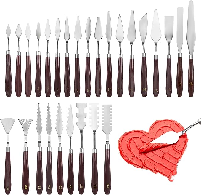 27-Piece Stainless Steel Palette Knife Set by Unknown
