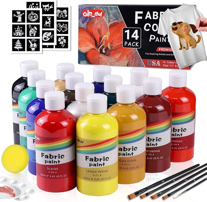Colorful Permanent Fabric Paint Set, 14 Colors 8.3oz Textile Paint - Image 8