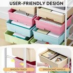 Rolling Cart with 8 Drawers, Storage Drawer Cart with Wooden Tabletop, Lockable - Image 5
