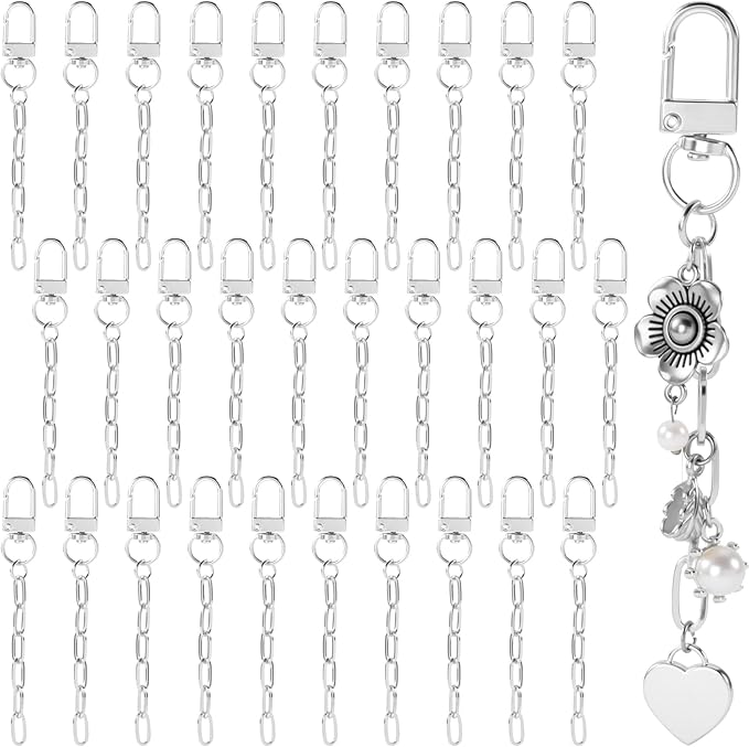 20pcs Silver Keychain Making Kit, Key Ring Swivel Snap Hook Chains, Alloy by Unknown