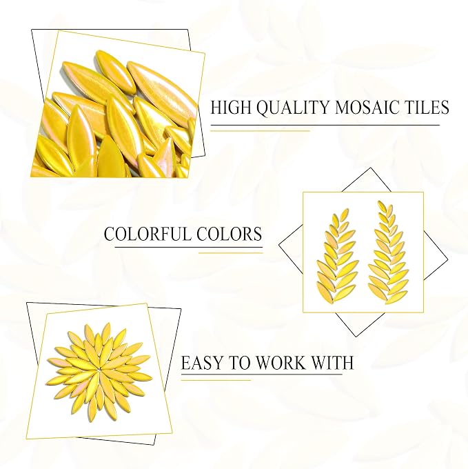 Yoption Petal Mosaic Tiles for Crafts, 200g Flower Leaf Ceramic Tiles Pieces - Image 5