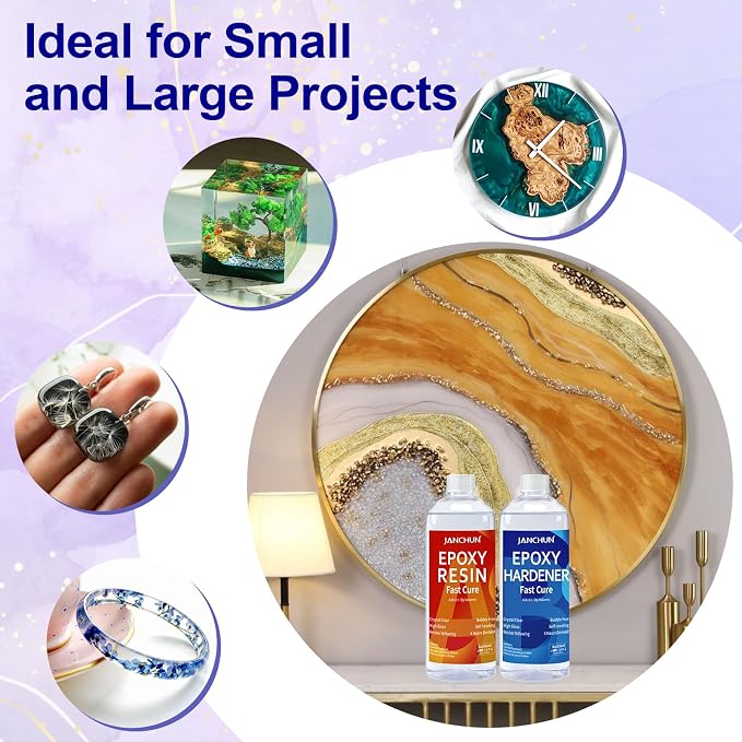 JANCHUN Crystal Clear Epoxy Resin Kit 2 Gallon, Bubble-Free, Anti-Yellowing - Image 5
