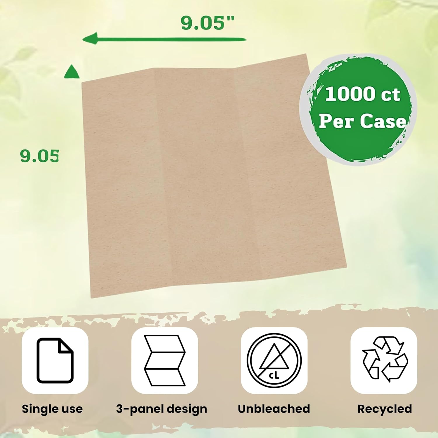 Brown Unbleached Z-Fold Paper Towels – 1000ct | Commercial Multifold Paper Towels for Dispenser | All-Natural, Bleach-Free, Tri-Fold Recycled Disposable Hand Towels for Bathroom & Kitchen Use
