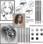 PANDAFLY Drawing Sketching Pencil Set, 22 Piece Pro Art Pencil Kit - Image 3