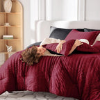 MUXHOMO 7 Pieces King Comforter Set, Seersucker Bed in a Bag King Size - Image 7