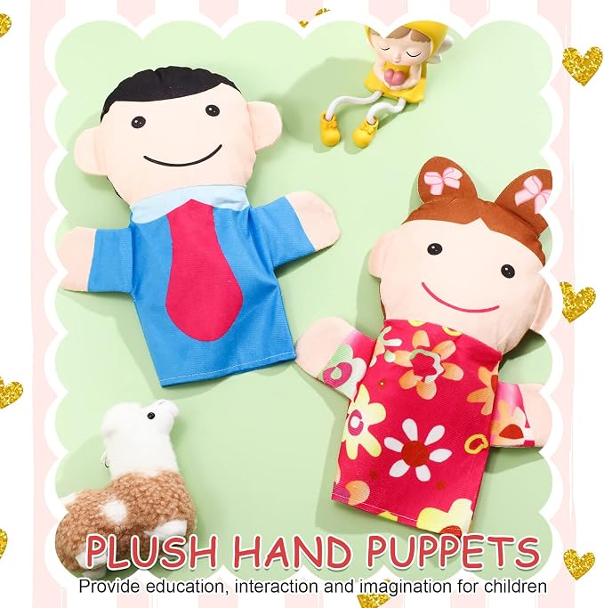 6 Pcs Family Style Hand Puppets Soft Plush Puppet Family Members Cute Hand Toys - Image 6
