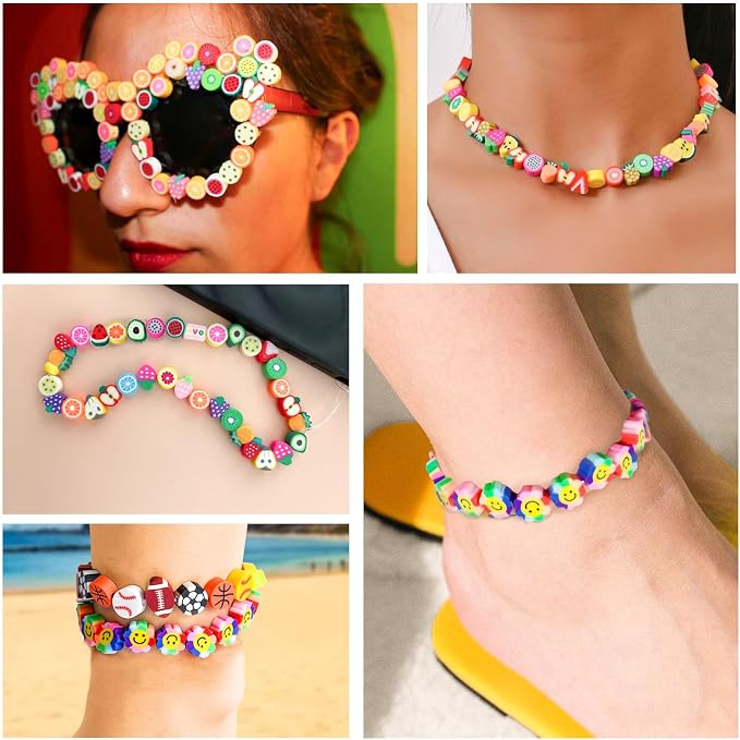 Gionlion 500 Pcs Polymer Clay Beads Bracelet Making Kit，24 Style Animal Fruit - Image 4