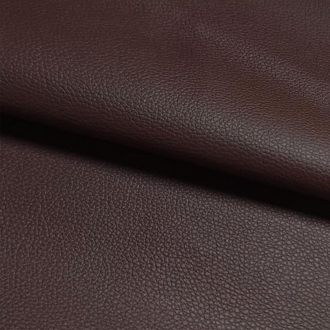 Brown Faux Leather Fabric 20"×55" Lychee Grain Upholstery Vinyl - Image 5