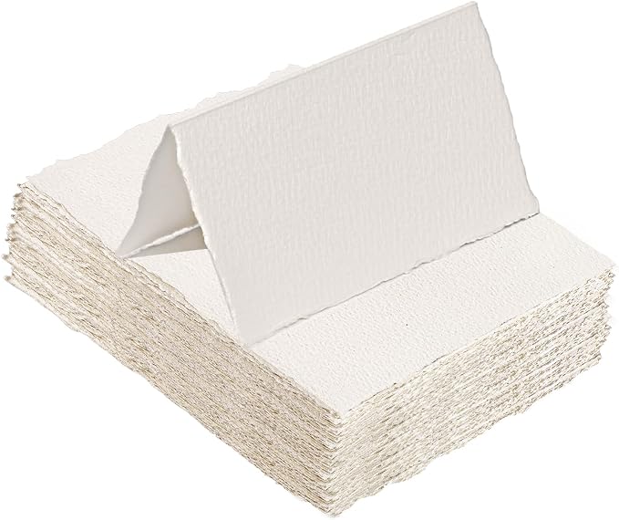 50 Sheets Watercolor Paper 3.5 x 2, 300 GSM Deckled Edge Paper Rough/Textured by Prudiut