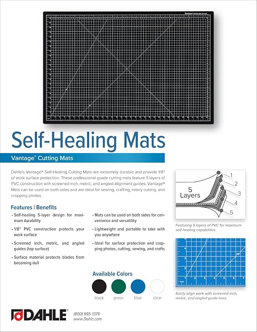 Dahle Vantage 10471 Premium Self-Healing Cutting Mat, 1/2" Grid, 5 Layers - Image 5