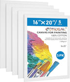 GOTIDEAL Canvases for Painting, 16x20 inch of 5 Pack, Professional Primed White by GOTIDEAL