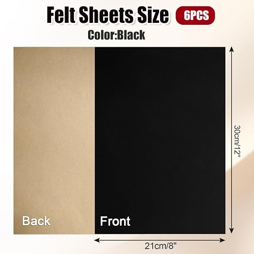 Biaungdo Black Self Adhesive Felt Sheets, 8 x 12 Inch, Felts Fabric - Image 2
