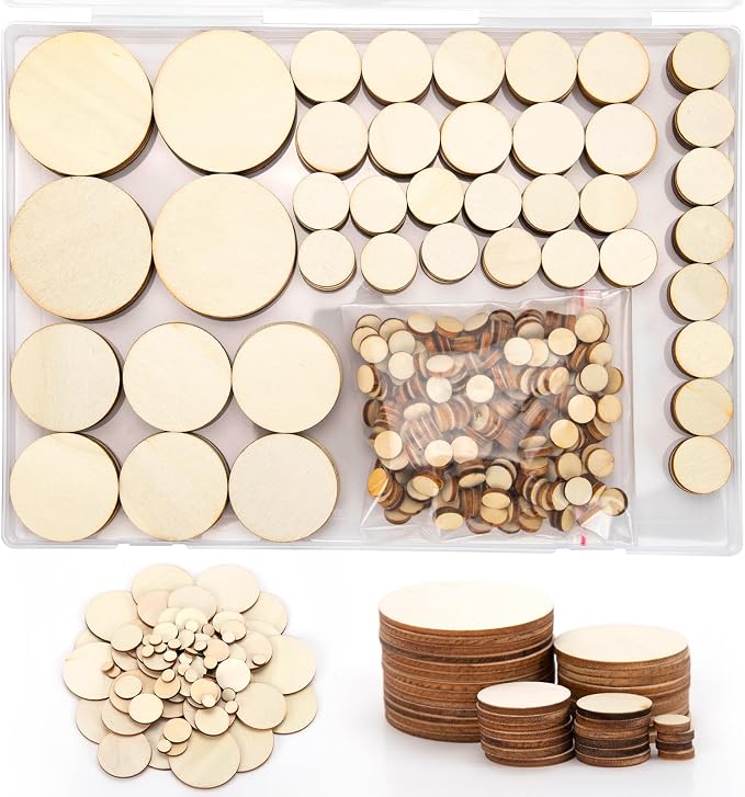 450 Pieces Unfinished Wood Circles by Nitelemn