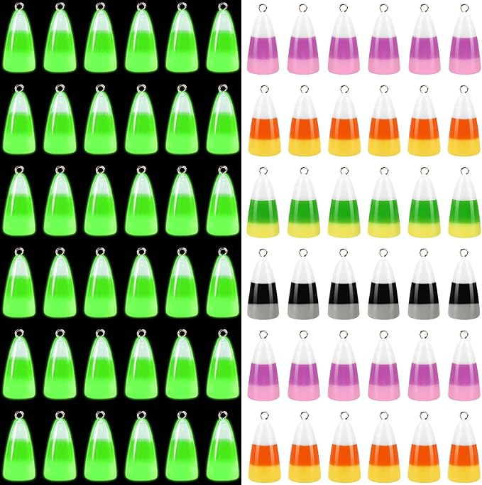 Augshy 64Pcs Resin Candy Corn Charms Glow in The Dark Halloween Pendant | Mini by Augshy