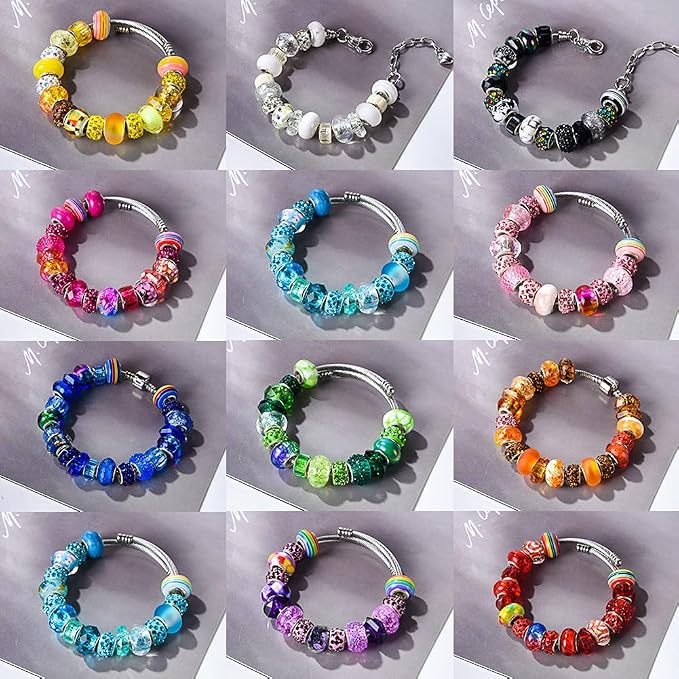 Aipridy 200 Pieces Assortment European Large Hole Beads Spacer Beads Rhinestone - Image 2
