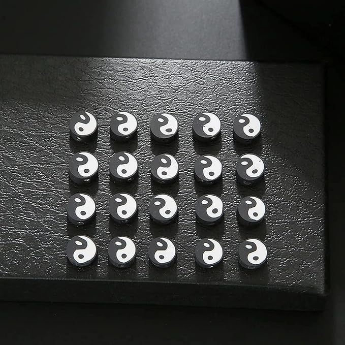 100pcs Black Yin Yang Polymer Clay Spacer Beads - Image 6