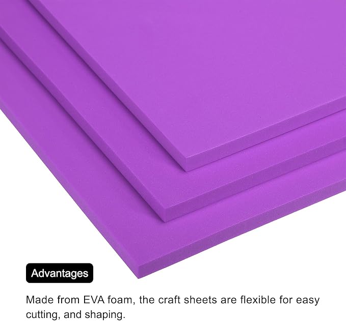 MECCANIXITY EVA Foam Sheets Purple 9.8 Inch x 9.8 Inch 10mm Thick Crafts Foam - Image 4