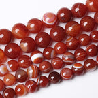 60PCS 6mm Natural Red Striped Agate Beads Round Loose Gemstone Beads by NaturalStoneBeads