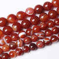 38PCS 10mm Natural Red Striped Agate Beads Round Loose Gemstone Beads by NaturalStoneBeads