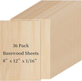 36 PCS Basswood Sheets for Crafts 8 x 12 x 1/16 in, 1.6mm Thick Unfinished by Prainetooy