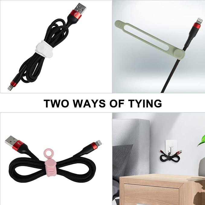 100Pcs Silicone Cable Ties Cord Organizer - Image 5