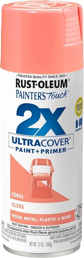 Rust-Oleum Painter's Touch 2X Ultra Cover Spray Paint, Gloss Coral | Indoor and by Rust-Oleum