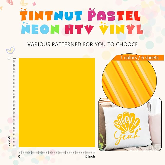 Tintnut Carrot Yellow Neon Heat Transfer Vinyl, easy cut & weed, stretch - Image 4