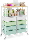 Rolling Cart with 8 drawers, Storage Drawer Cart with Wooden Tabletop, Lockable by APEXCHASER