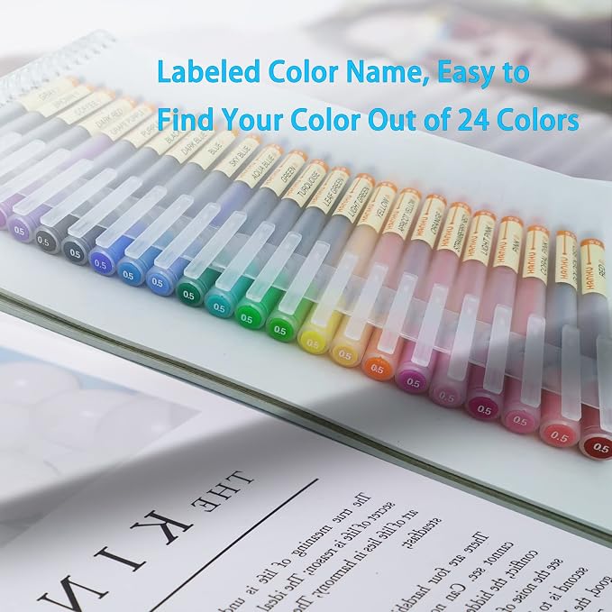 BEIWO Premium Gel Ink Ball Point Pen, Fine Point 24 Color Pens, Smooth Writing - Image 5