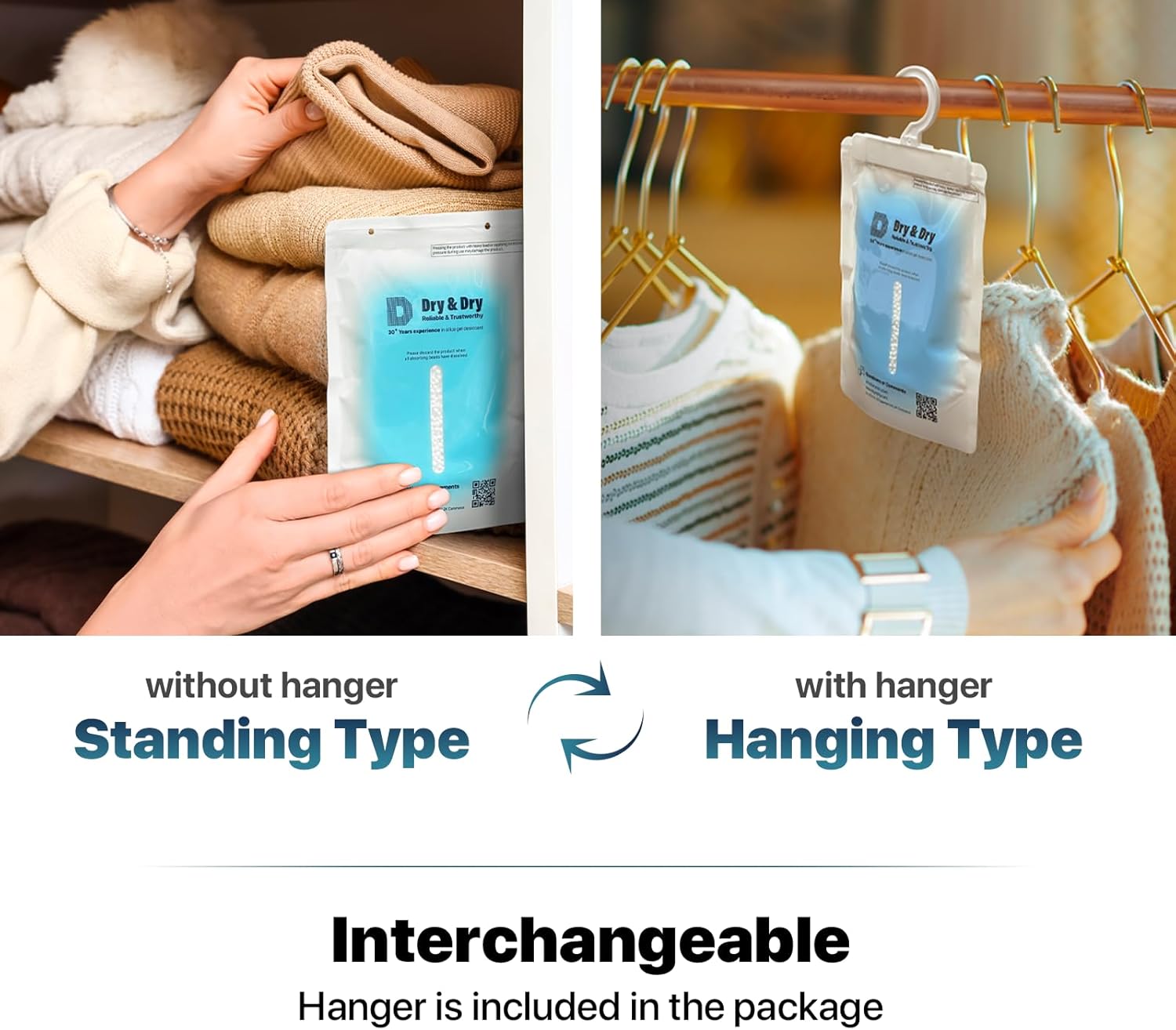 Dry & Dry 100 Packs Hybrid Moisture Absorbers & Musty Odor Eliminator Dehumidifier to Control Excess Moisture for Basements, Closets, Bathrooms, Laundry Rooms. Moisture Absorbers