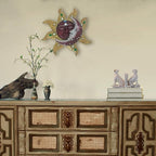 George S. Chen Imports Hand Painted Polyresin Mosaic Sun and Moon Face Wall - Image 5