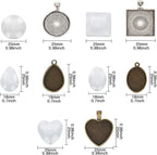 60 Pieces 5 Styles Pendant Trays 30pcs Round & Square & Heart & Teardrop & Oval - Image 2