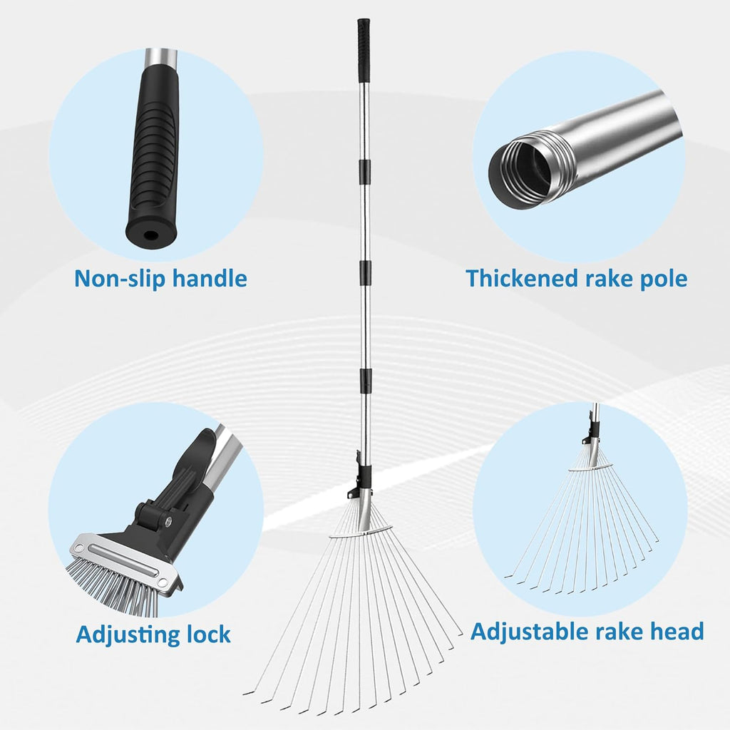 Mobile Trash Bag Holder Outdoor Lawn Leaf Bag Holder with Leaf Chute Metal Rake & 15 Count 39 Gallon Drawstring Trash Bags | Holds 35-65 Gallon Leaf Bags for Leaves Weeding Camping Party