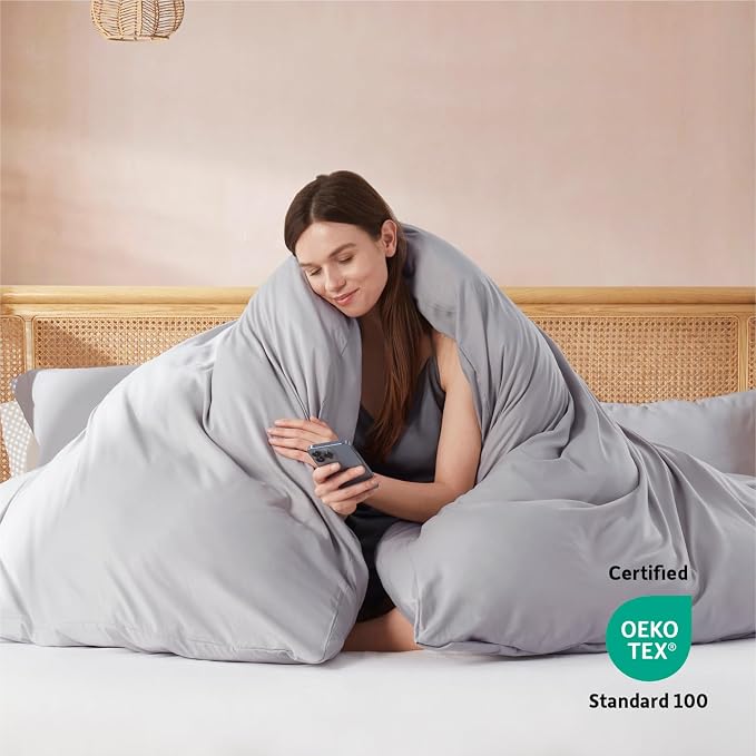 Nestl Grey Lavender California King Duvet Cover Sets - Image 3