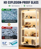 Display Cabinet with Glass Doors, 4-Tier Curio Cabinet, Adjustable Shelves - Image 7