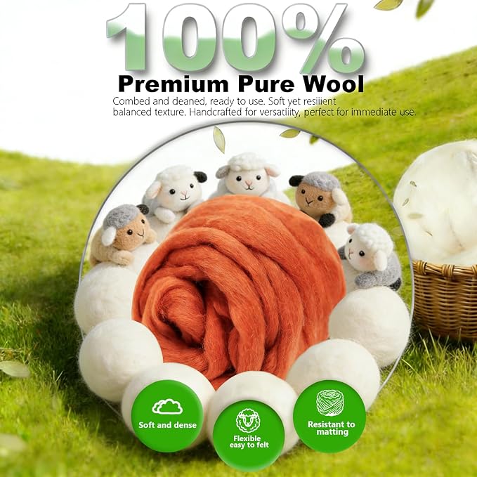 Wool Roving-3.5oz Needle Felting Wool, Soft Multi-Color Wool Fiber, Perfect - Image 5