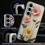 Case for Samsung Galaxy S25 Case, Faux Embroidery Boho Floral Design Hybrid - Image 4