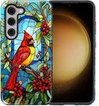 for Samsung Galaxy S23 Case, Stained Glass Cardinal Bird Pattern Glossy 2 in 1 - Image 2