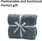 YnM Velvet Weighted Blanket, Handmade Chunky Knitted Design, Soft and Cozy - Image 4