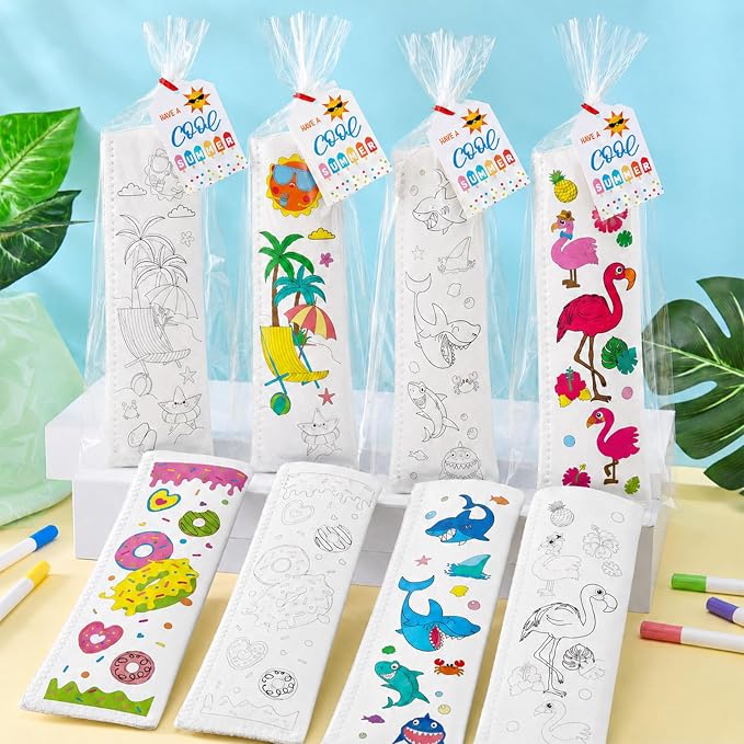 Cinrobiye 24 Pack DIY Ice Pop Sleeve Craft Kit, Color Your Own Reusable - Image 3