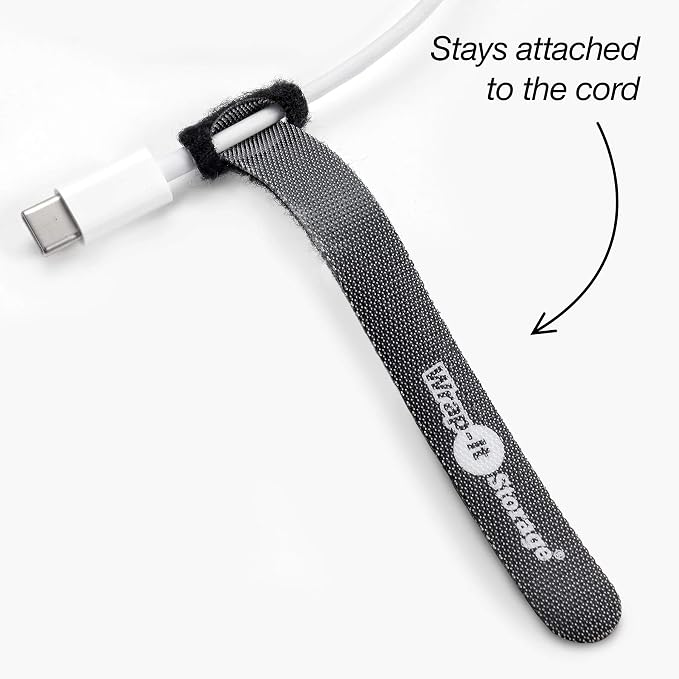 Self-Gripping Cable Ties by Wrap-It Storage, 5 Inch Straps – Reusable Hook and - Image 2