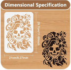 1pc Skull Lady with Flowers on Head Journal Stencil - Image 2