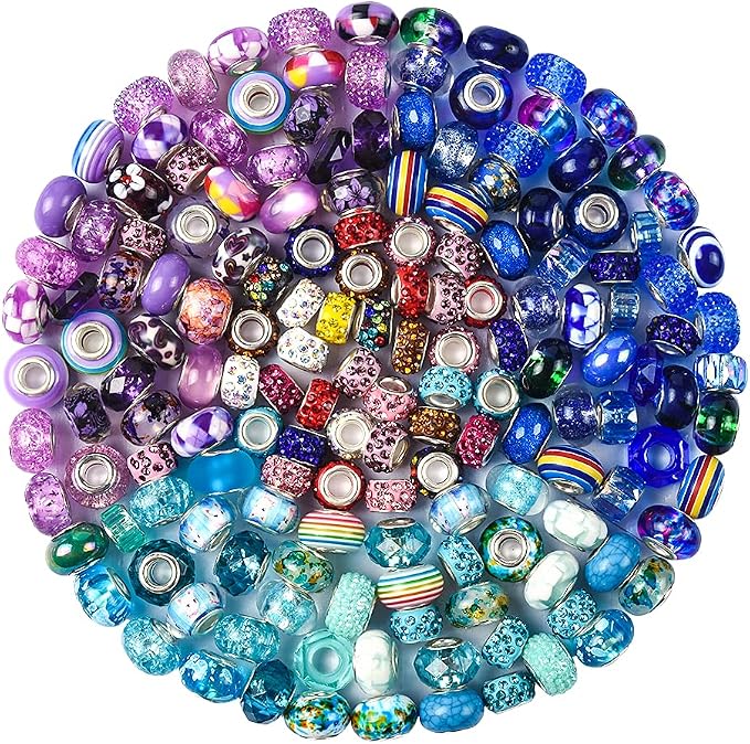 Aipridy Assortment European Large Hole Beads Spacer Beads Rhinestone Craft Beads by AIPRIDY