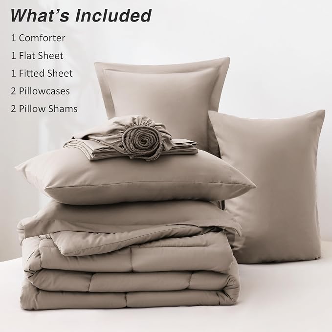 Love's cabin Full Comforter Set Light Brown, 7 Pieces Full Bed in a Bag - Image 8