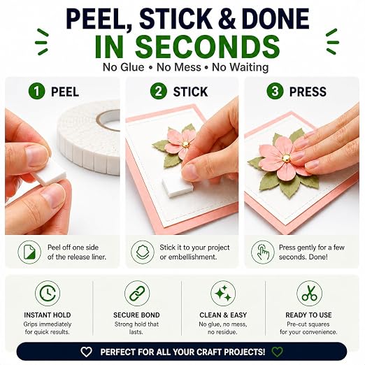 Double Sided Foam Tape, 10 FT Pre-Cut EVA Foam Tape, Approx. 230 Larger Foam - Image 7