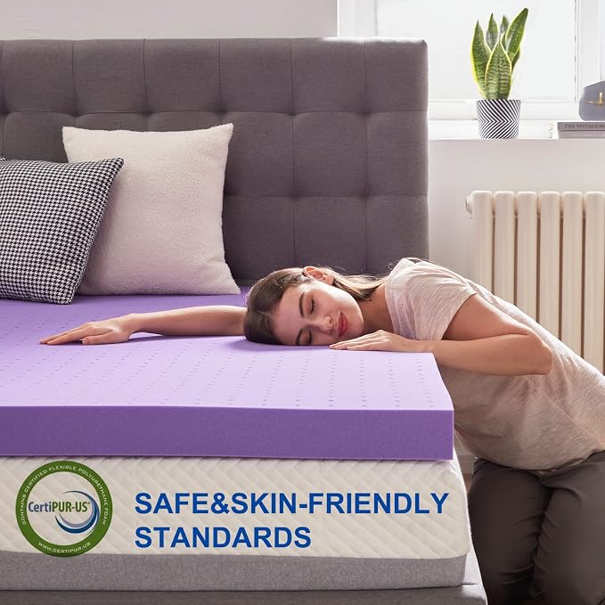 SINWEEK 3 Inch Gel Memory Foam Mattress Topper Ventilated Soft Pressure Relieve - Image 4